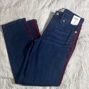 J. Crew Dark Blue Jeans with Red velvet Trim size 25